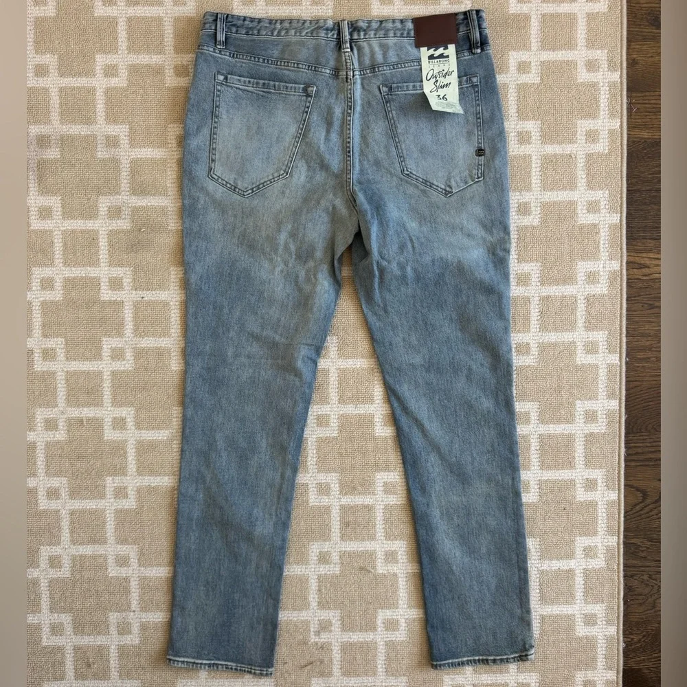 NWT Billabong Outsider Slim Stretch Jeans Streetwear Light Wash Blue Denim 36